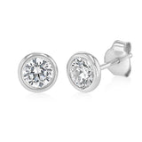 Sterling Silver Cubic Zirconia Bezel Set 5mm Stud Earrings