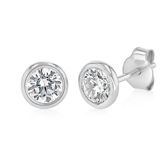Sterling Silver Cubic Zirconia Bezel Set 5mm Stud Earrings