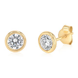 Sterling Silver Gold Plated Cubic Zirconia Bezel Set 5mm Stud Earrings