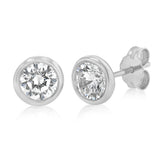 Sterling Silver Cubic Zirconia Bezel Set 6mm Stud Earrings