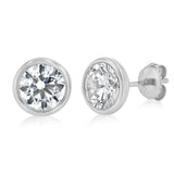 Sterling Silver Cubic Zirconia Bezel Set 8mm Stud Earrings