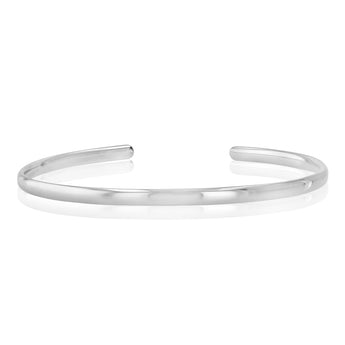 Sterling Silver 3.5mm Plain Flat Cuff Bangle