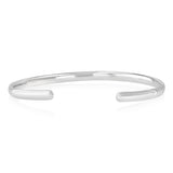 Sterling Silver 4mm Plain Flat Cuff Bangle