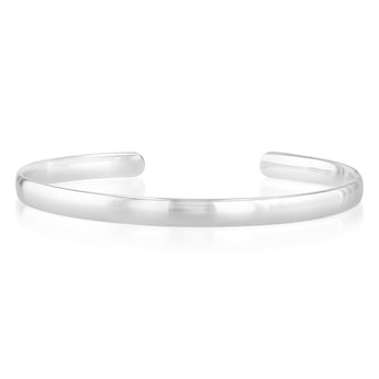 Sterling Silver 5.5mm Plain Flat Cuff Bangle