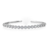 Sterling Silver Cubic Zirconia Beaded Cuff Bangle