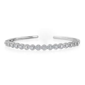 Sterling Silver Cubic Zirconia Beaded Cuff Bangle