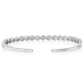 Sterling Silver Cubic Zirconia Beaded Cuff Bangle