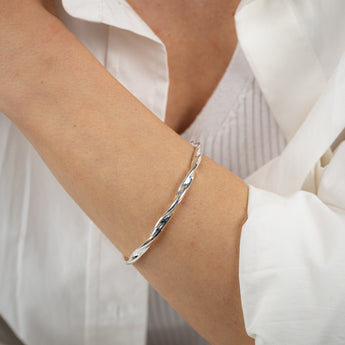Sterling Silver Twist Torque Bangle