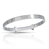Personalised Engravable Unicorn Patterned Baby Bangle in Sterling Silver
