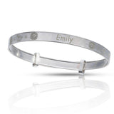 Personalised Engravable Dinosaur Patterned Baby Bangle in Sterling Silver