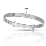 Personalised Engravable Dinosaur Patterned Baby Bangle in Sterling Silver