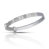 Personalised Engravable Dinosaur Patterned Baby Bangle in Sterling Silver