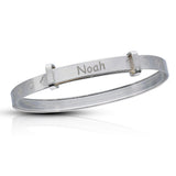 Personalised Engravable Clover Patterned Baby Bangle in Sterling Silver