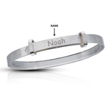 Personalised Engravable Clover Patterned Baby Bangle in Sterling Silver