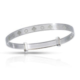 Personalised Engravable Clover Patterned Baby Bangle in Sterling Silver