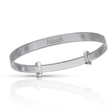Personalised Engravable Flower Pattern Baby Bangle in Sterling Silver