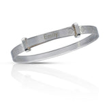 Personalised Engravable Flower Patterned Baby Bangle in Sterling Silver