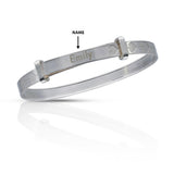 Personalised Engravable Flower Patterned Baby Bangle in Sterling Silver