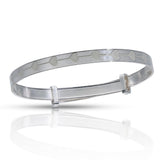 Personalised Engravable Flower Patterned Baby Bangle in Sterling Silver