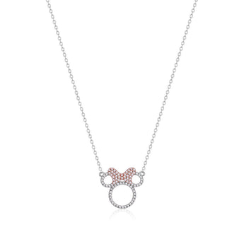 Couture Kingdom Disney Minnie Mouse Outline Cubic Zirconia Necklace
