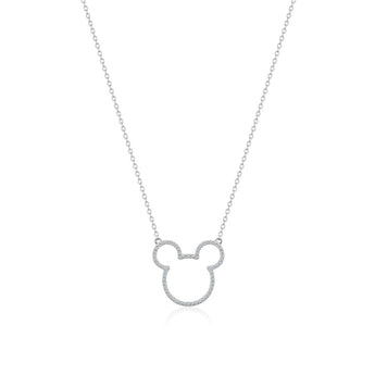 Couture Kingdom Disney Mickey Mouse Outline Cubic Zirconia Necklace