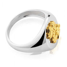 Load image into Gallery viewer, Sterling Silver Gold Plated Dragon Gents Signet Ring