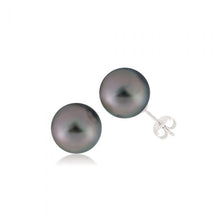 Load image into Gallery viewer, 9ct White Gold Grey Tahitian Pearl Stud Earrings