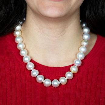South Sea 14-16mm Pearl Strand with 14ct White Gold 0.18ct Diamond Set Clasp