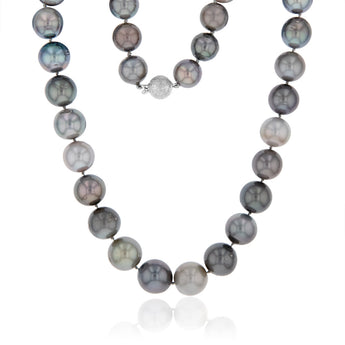 12-14.2mm Tahitian Pearl Multicolour Strand with 14ct White Gold Stardust Ball Clasp