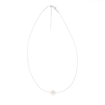 Sterling Silver 10-12mm White Fresh Water Pearl On Adjustable Choker Chain
