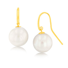 Load image into Gallery viewer, 9ct Yellow Gold 10-14mm White South Sea Pearl Earrings