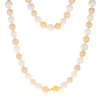 Golden and White South Sea 8-10mm Pearl Strand with 9ct Yellow Gold Clasp