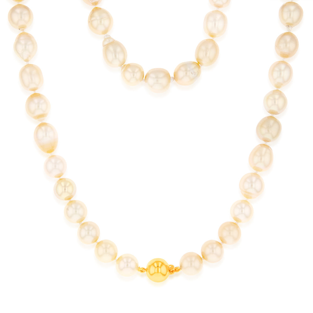 Golden South Sea 10mm Pearl Strand with 9ct Yellow Gold Clasp