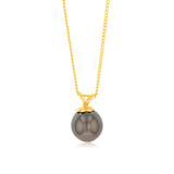 9ct Yellow Gold 8-10mm Tahitian Pearl Pendant on 45cm Chain