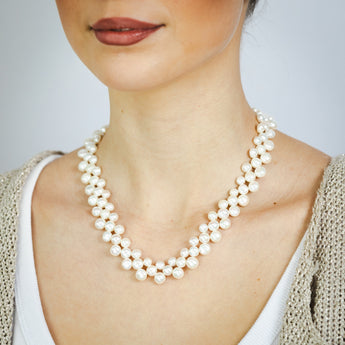 Freshwater Button Pearl 43cm Necklace Strand on Sterling Silver Extendable Clasp