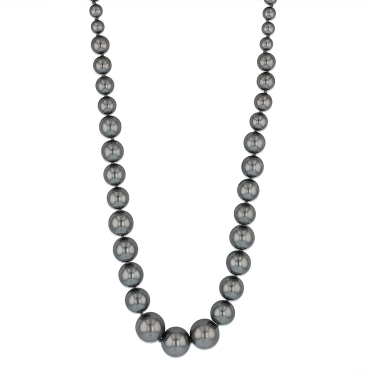 Black Mother of Pearl Graduated Necklace 48cm with Sterling Silver Clasp