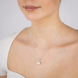 11-12mm White South Sea Pearl and Diamond Pendant on 45cm Chain in Sterling Silver