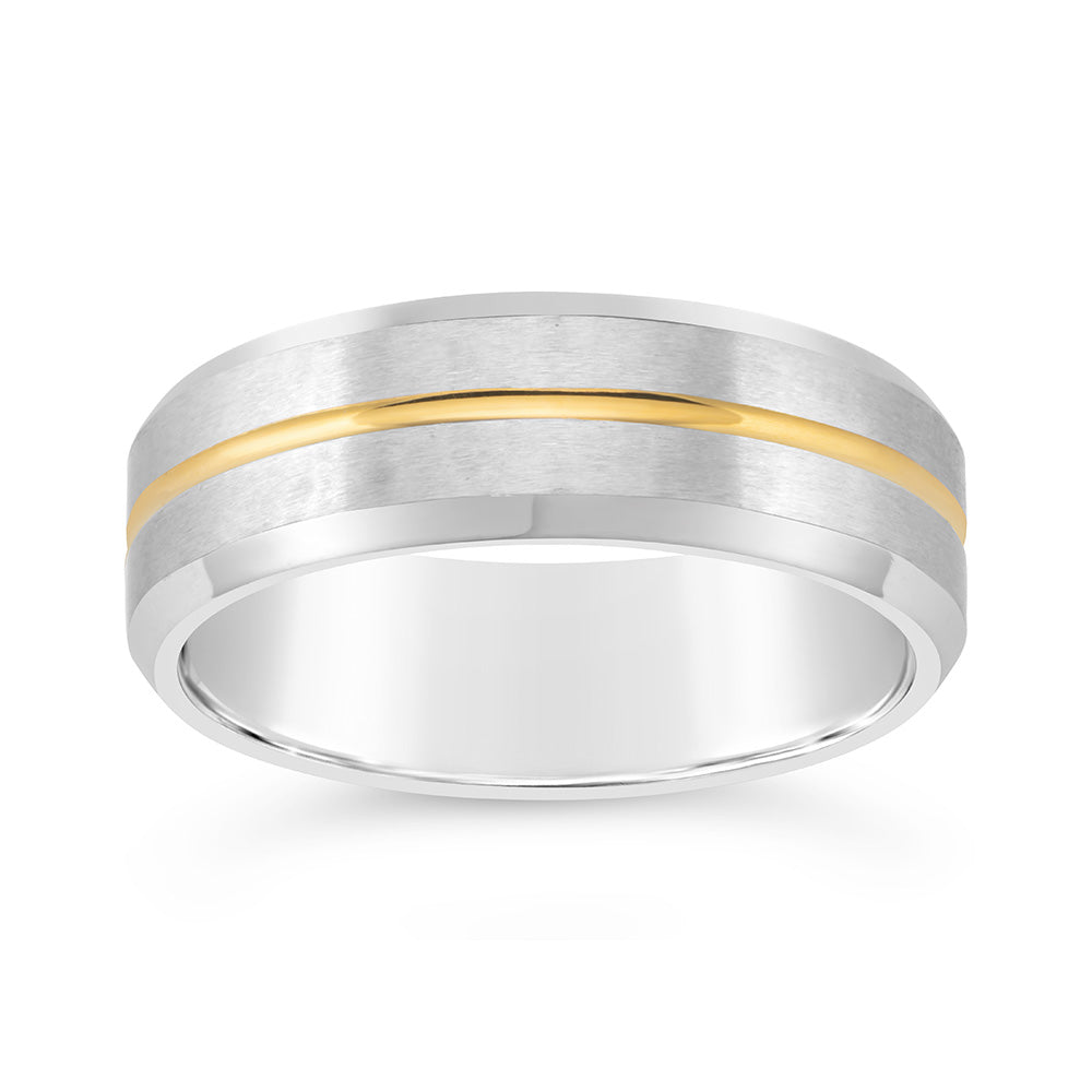 Stainless Steel Gents Brush Patterned Ring