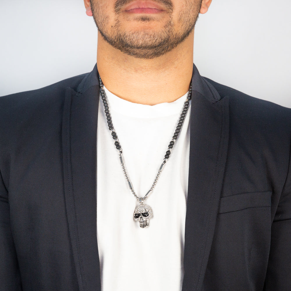 Stainless Steel Crystal Skull Pendant with Chain – Grahams Jewellers