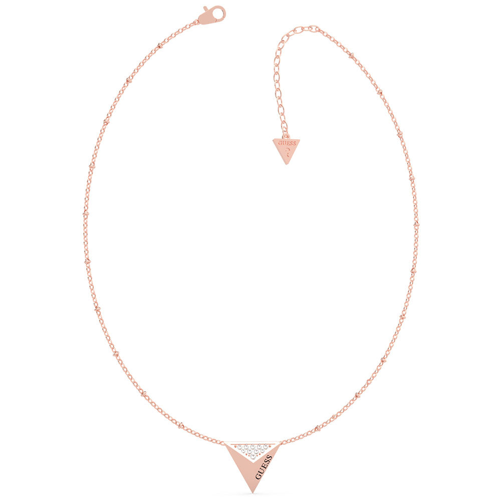GUESS Rose Gold Plated Stainless Steel 6-18"Triangle Single Charm Chain