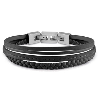 Guess Mens Jewellery Stainless Steel Black Multistrap Bracelet