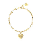 Guess Yellow Gold Plated 14mm Heart Fine Chain Bracelet