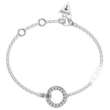 Guess Rhodium Plated Stainless Steel Pave Circle Bracelet