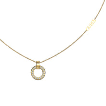 Load image into Gallery viewer, Guess Gold Plated Stainless Steel Pave Circle Pendant On 16-18&quot; Chain