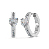 Guess Rhodium Plated Stainless Steel 12mm Heart & Pave Huggies Earrings