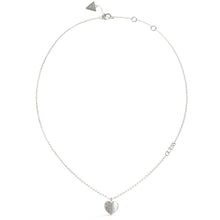 Load image into Gallery viewer, Guess Rhodium Plated Stainless Steel 16-18&quot; Plain &amp; Pave Heart Charm Chain