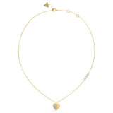 Guess Gold Plated Stainless Steel 16-18" Plain & Pave Heart Chain
