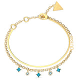 Guess Gold Plated Stainless Steel Aqua Charm Double Chain Bracelet