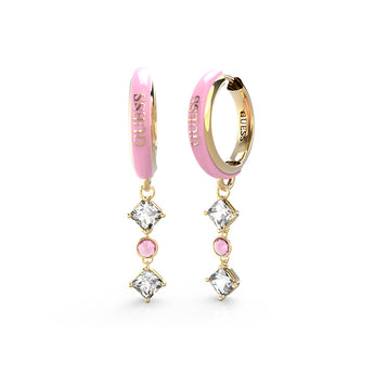 Guess Gold Plated Stainless Steel 30mm Rose Huggies Earrings