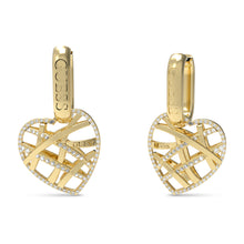Load image into Gallery viewer, Guess Gold Plated Stainless Steel 30mm Heart Cage Huggie Earrings